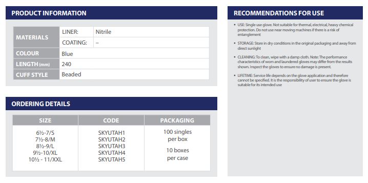 Skytec-Nitrile-Powder-Free-Single-Use-Examination-Glove-UTAH™-Nitrilhandskar-1